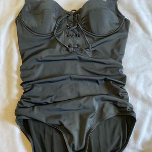 Black Lace Up Torrid One Piece Swimsuit